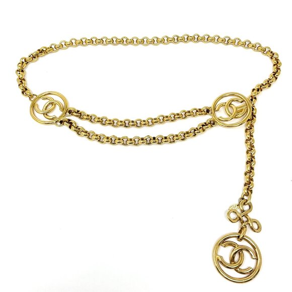 CHANEL Vintage 93P CC Logo Chain Belt Accessory Gold Metal Charm RankAB [103520] - Picture 8 of 10